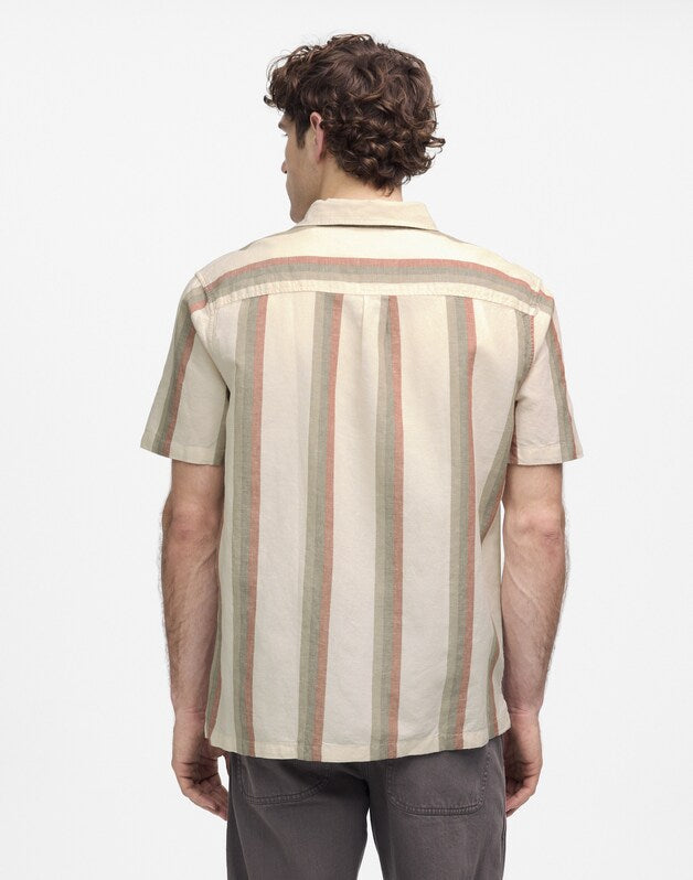 Button-Up Short-Sleeve Shirt in Cotton-Linen Blend VINTAGE IVORY