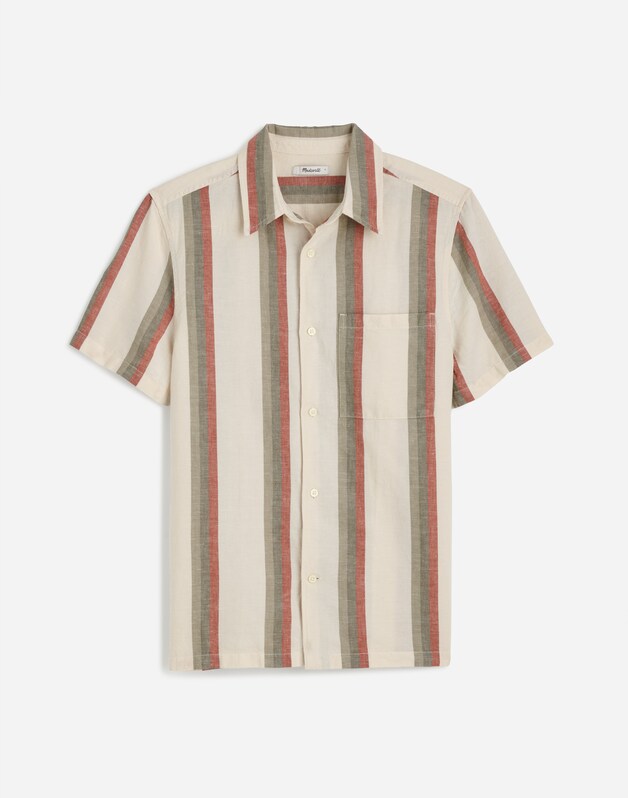 Button-Up Short-Sleeve Shirt in Cotton-Linen Blend VINTAGE IVORY