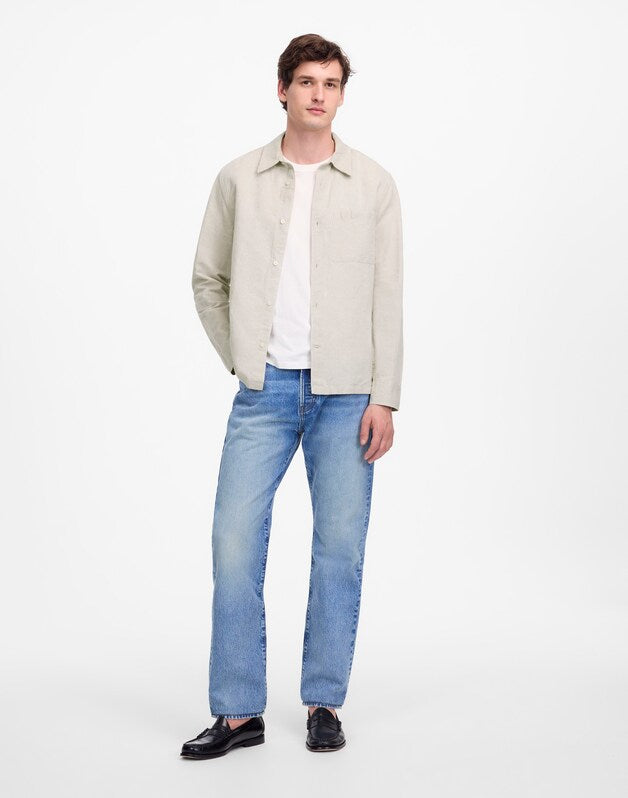 Button-Up Shirt in Cotton-Linen Blend OAT