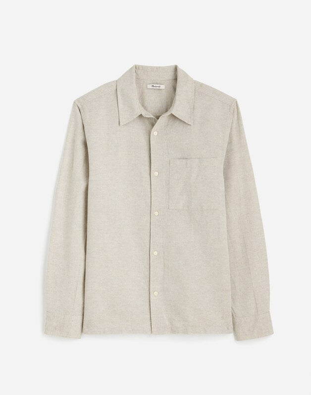 Button-Up Shirt in Cotton-Linen Blend OAT