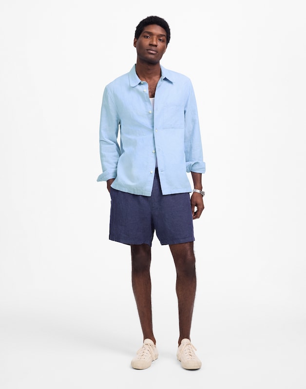 Button-Up Shirt in Cotton-Linen Blend NEWBRIDGE STRIPE