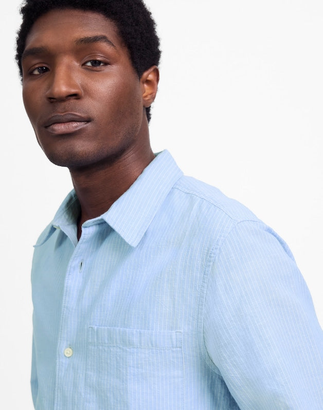 Button-Up Shirt in Cotton-Linen Blend NEWBRIDGE STRIPE