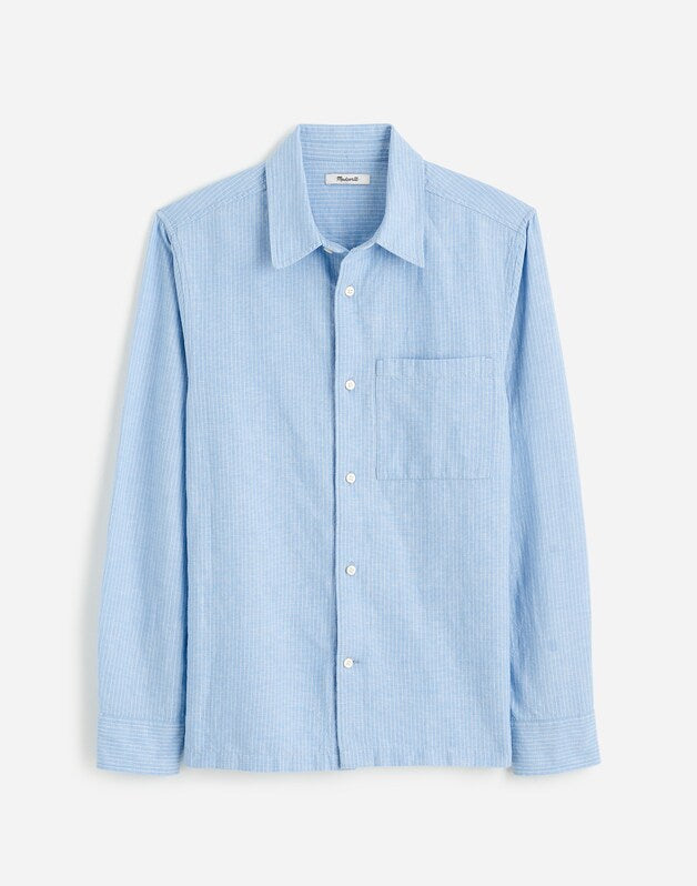 Button-Up Shirt in Cotton-Linen Blend NEWBRIDGE STRIPE