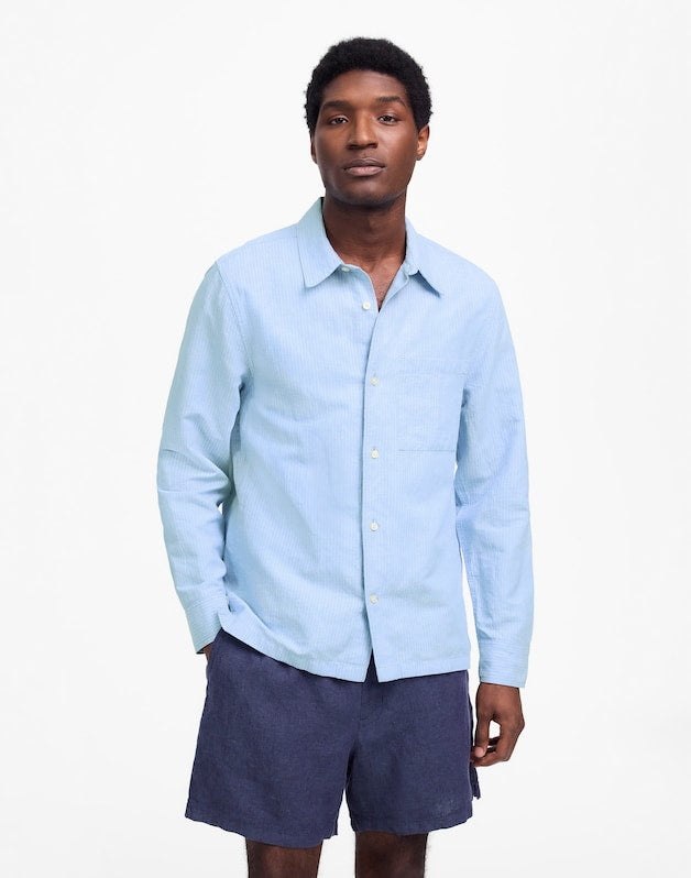 Button-Up Shirt in Cotton-Linen Blend NEWBRIDGE STRIPE