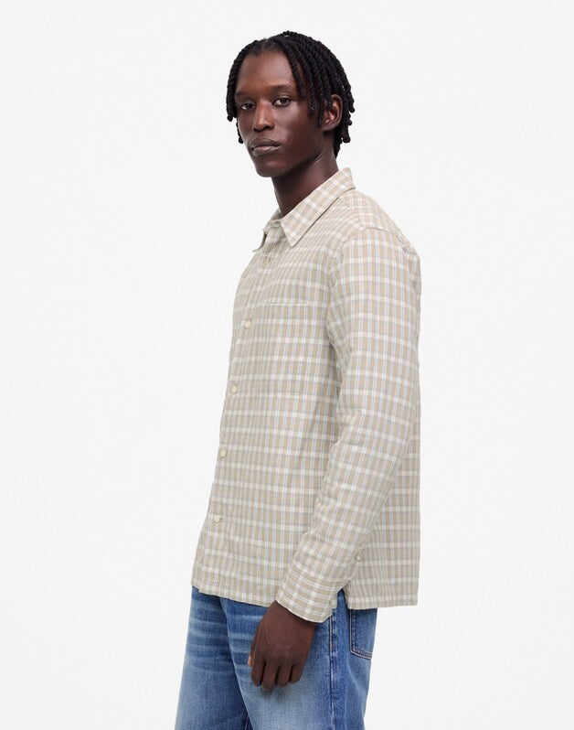 Button-Up Shirt in Cotton-Linen Blend SAFFRON PLAID