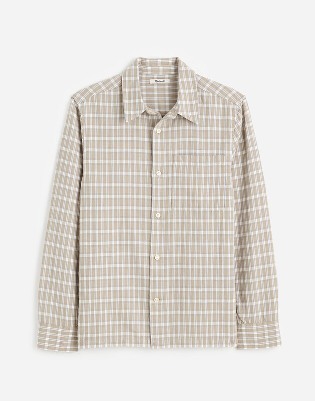 Button-Up Shirt in Cotton-Linen Blend SAFFRON PLAID