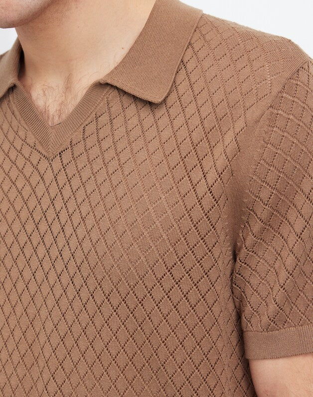 Diamond Pointelle Stitch Sweater Polo CARGO