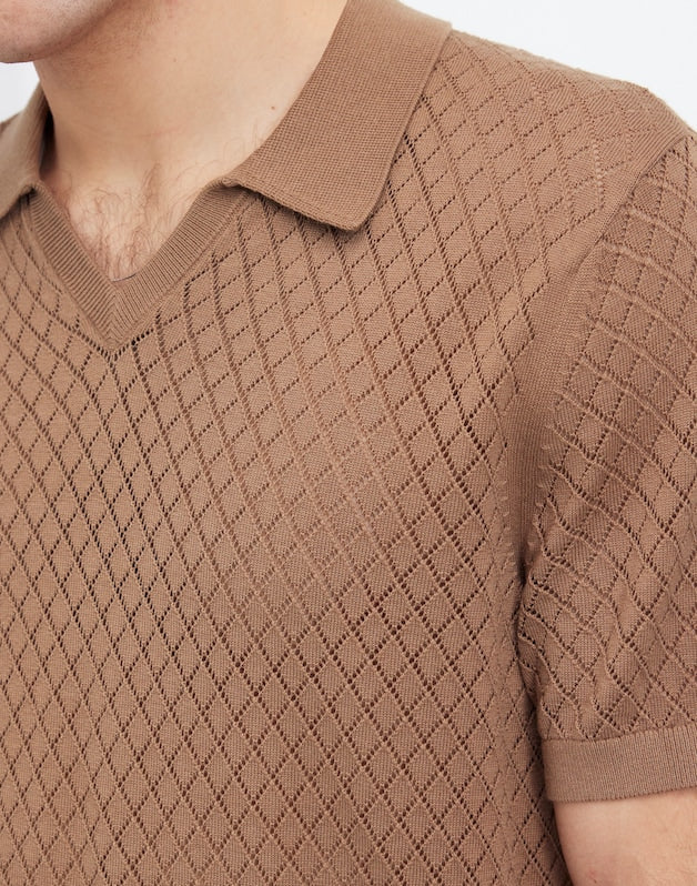 Diamond Pointelle Stitch Sweater Polo CARGO