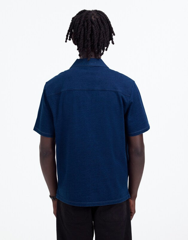 Indigo-Dyed Camp Collar Shirt INDIGO