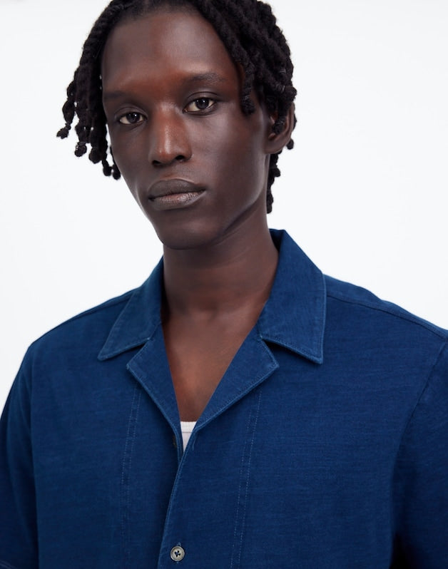 Indigo-Dyed Camp Collar Shirt INDIGO