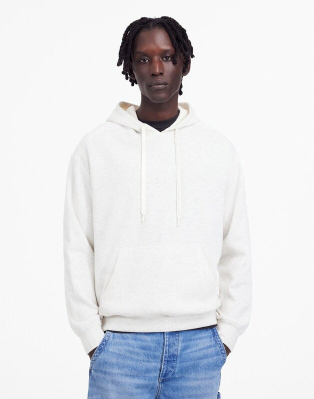 French Rib Knit Hoodie Sweatshirt HEATHER VINTAGE IVORY