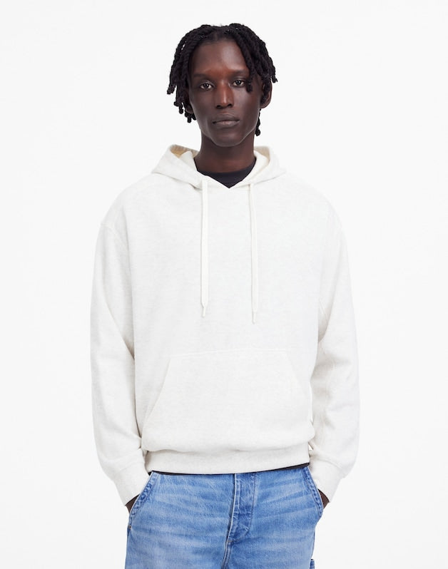 French Rib Knit Hoodie Sweatshirt HEATHER VINTAGE IVORY