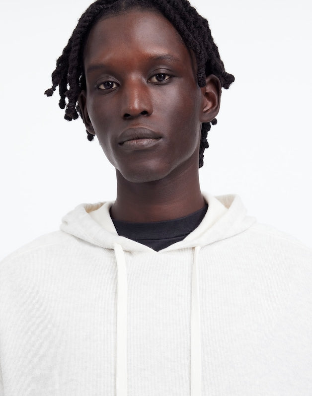 French Rib Knit Hoodie Sweatshirt HEATHER VINTAGE IVORY