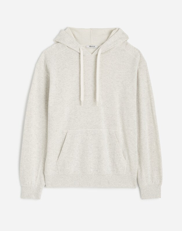 French Rib Knit Hoodie Sweatshirt HEATHER VINTAGE IVORY