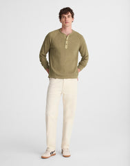 French Rib Knit Long-Sleeve Henley Tee HEATHER SAGEBRUSH