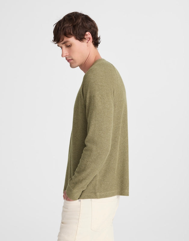 French Rib Knit Long-Sleeve Henley Tee HEATHER SAGEBRUSH
