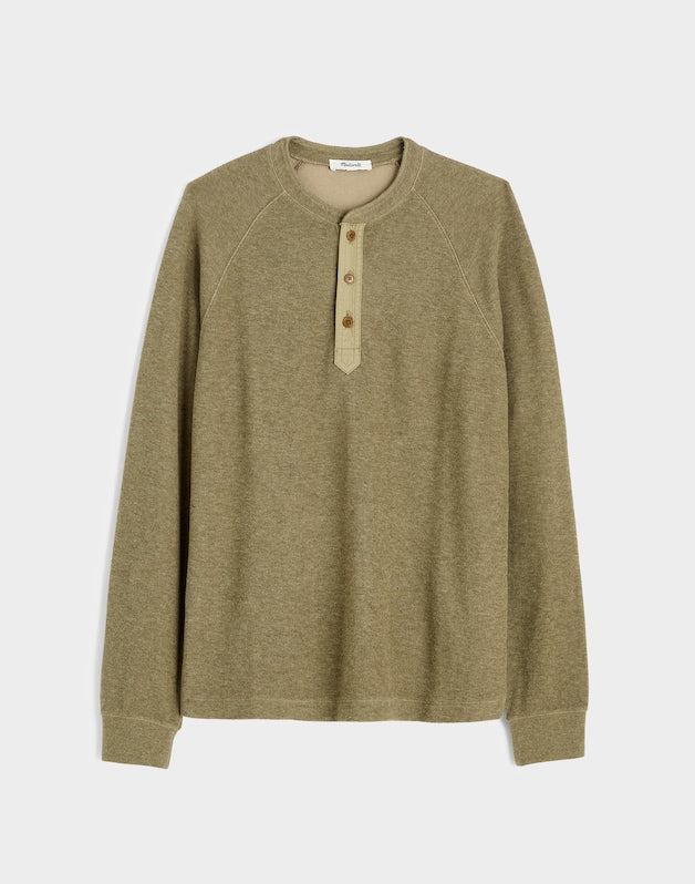 French Rib Knit Long-Sleeve Henley Tee HEATHER SAGEBRUSH