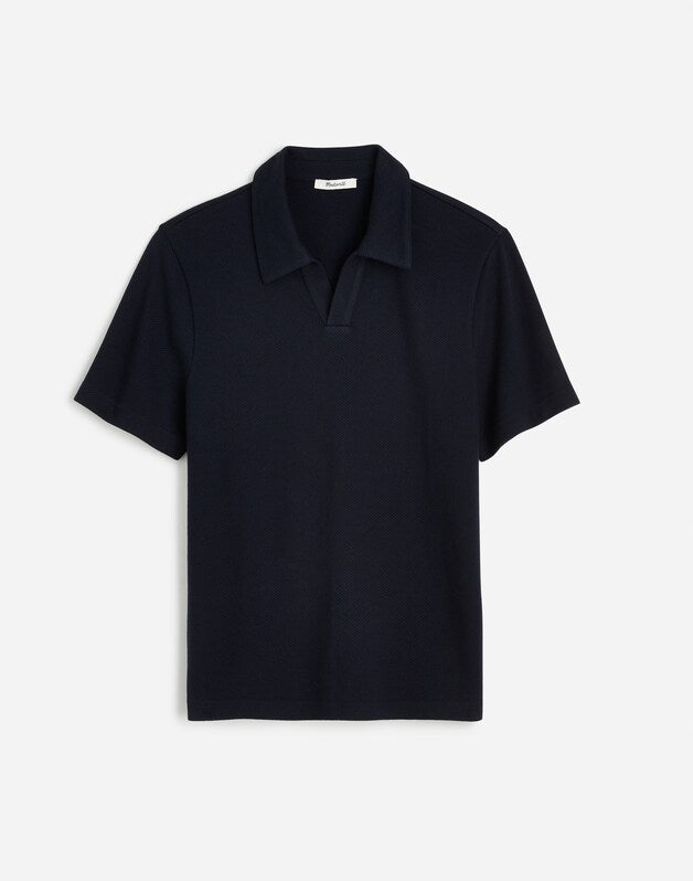 Johnny-Collar Polo in Heavyweight Mesh DARK NAVY