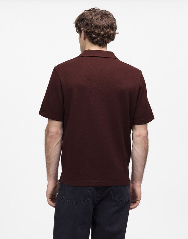 Johnny-Collar Polo in Heavyweight Mesh CHOCOLATE RAISIN