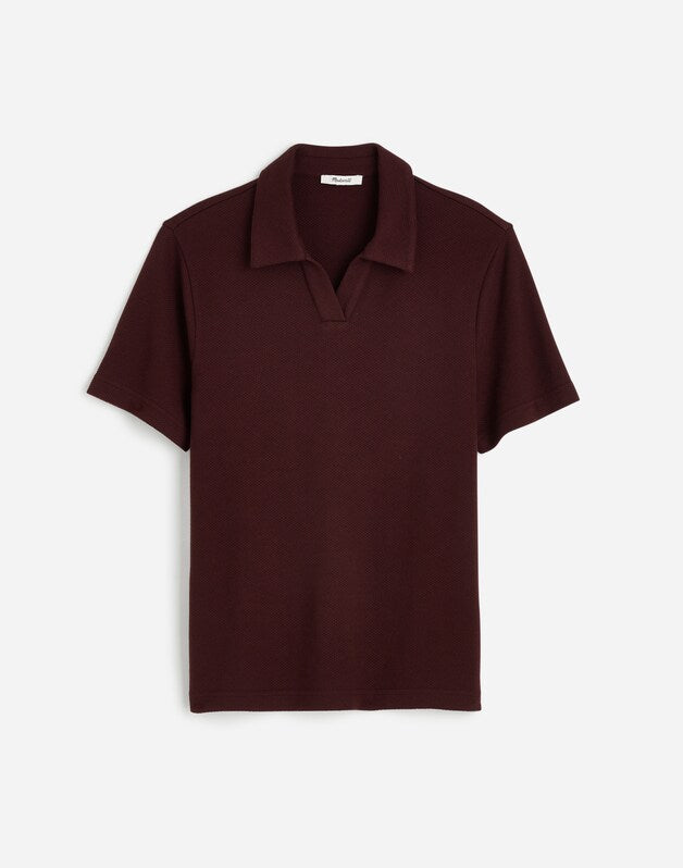 Johnny-Collar Polo in Heavyweight Mesh CHOCOLATE RAISIN