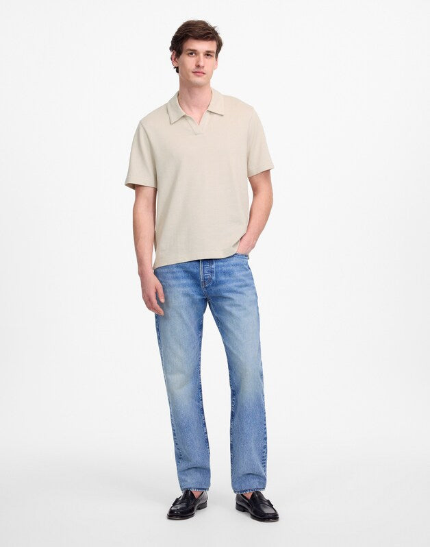 Johnny-Collar Polo in Heavyweight Mesh DOVE