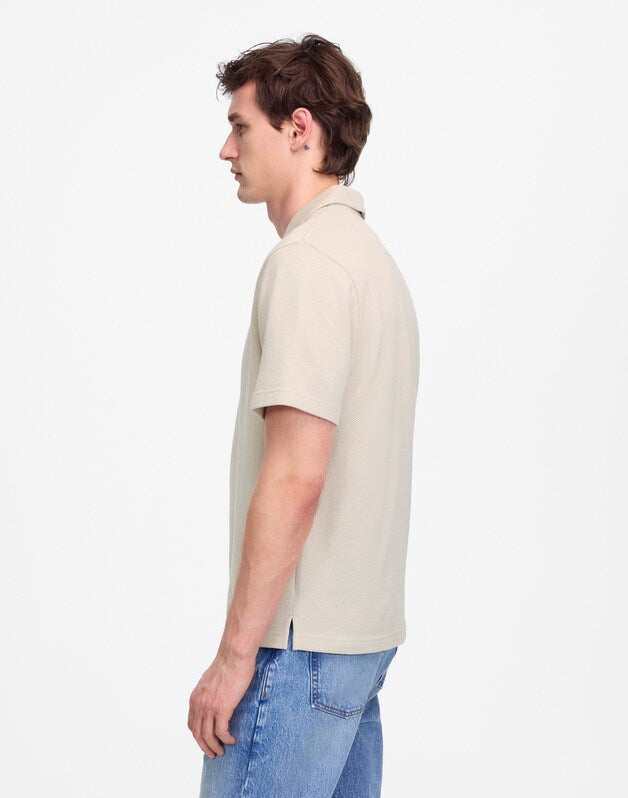 Johnny-Collar Polo in Heavyweight Mesh DOVE