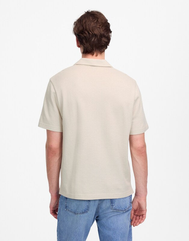 Johnny-Collar Polo in Heavyweight Mesh DOVE