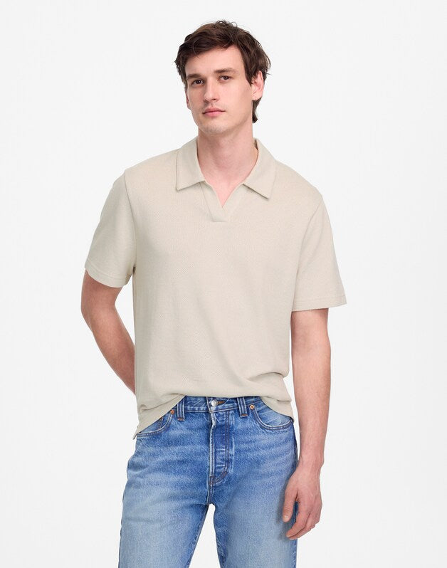 Johnny-Collar Polo in Heavyweight Mesh DOVE