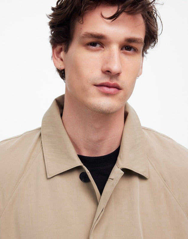Raglan-Sleeve Trench Coat in Italian Twill HERITAGE KHAKI
