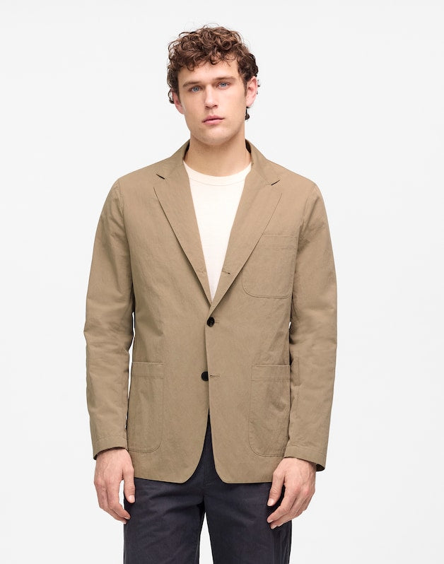 Unstructured Three-Button Blazer in Cotton Blend DESERT TAUPE