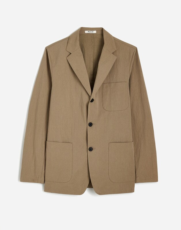 Unstructured Three-Button Blazer in Cotton Blend DESERT TAUPE
