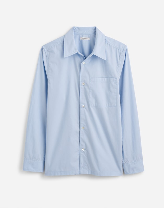 Straight-Hem Cotton Button-Up Shirt WHISPER BLUE