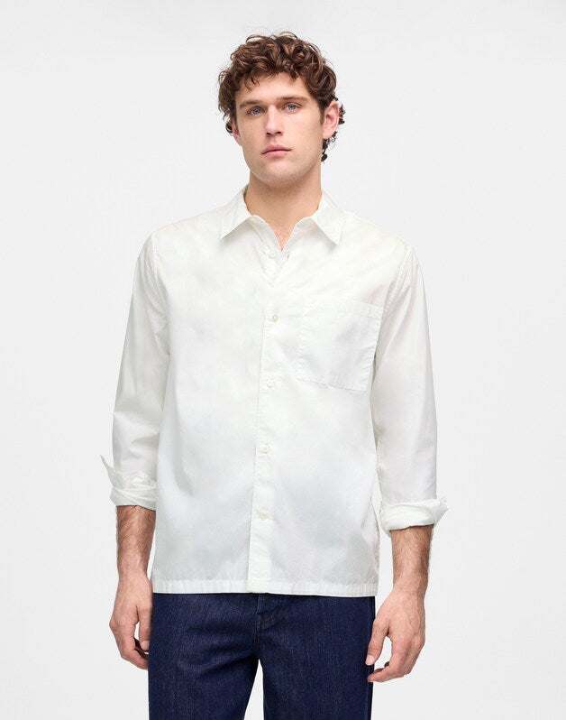 Straight-Hem Cotton Button-Up Shirt WHITE