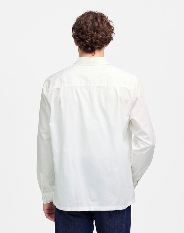 Straight-Hem Cotton Button-Up Shirt WHITE