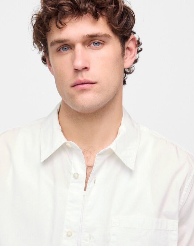 Straight-Hem Cotton Button-Up Shirt WHITE
