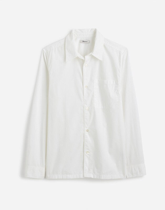 Straight-Hem Cotton Button-Up Shirt WHITE