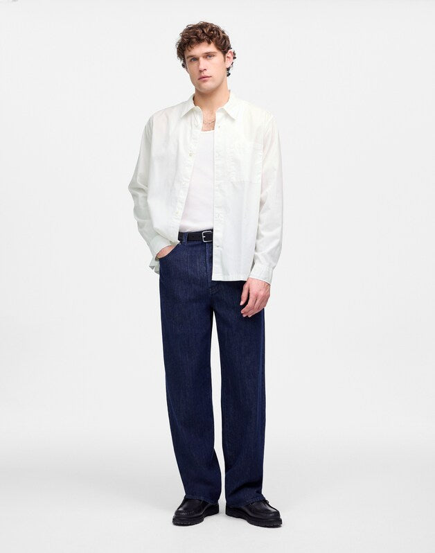 Straight-Hem Cotton Button-Up Shirt WHITE