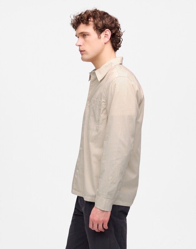 Straight-Hem Cotton Button-Up Shirt RAW TANNIN