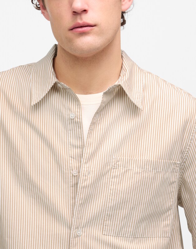 Straight-Hem Cotton Button-Up Shirt RAW TANNIN