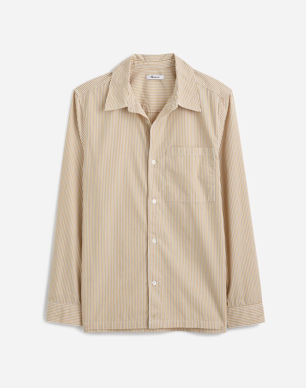 Straight-Hem Cotton Button-Up Shirt RAW TANNIN