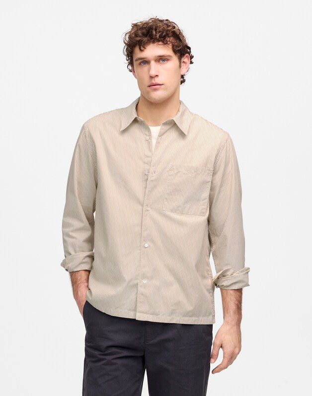 Straight-Hem Cotton Button-Up Shirt RAW TANNIN