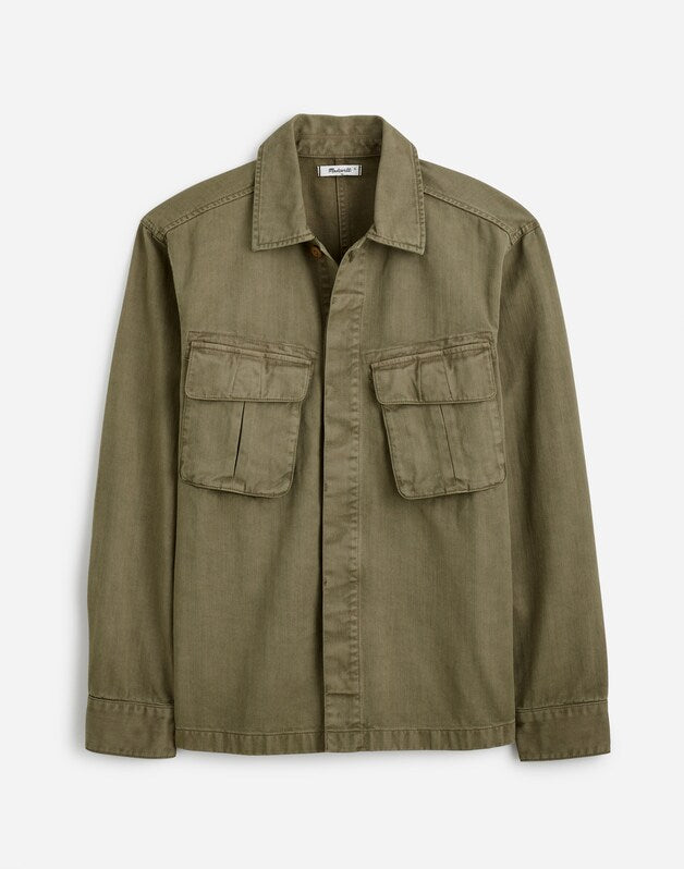 Utility Jacket in Garment-Dyed Cotton Twill FADED FATIGUE