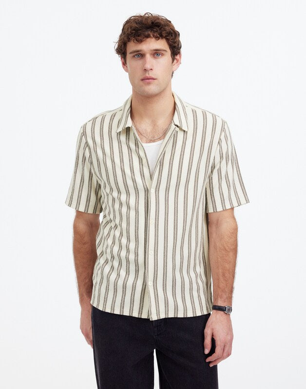 Textured Camp Collar Shirt VINTAGE IVORY
