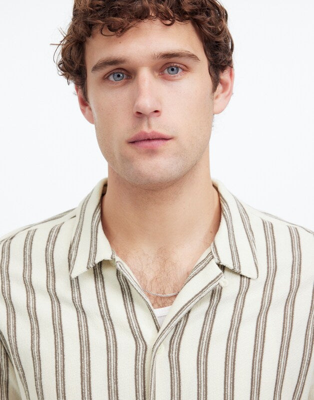 Textured Camp Collar Shirt VINTAGE IVORY