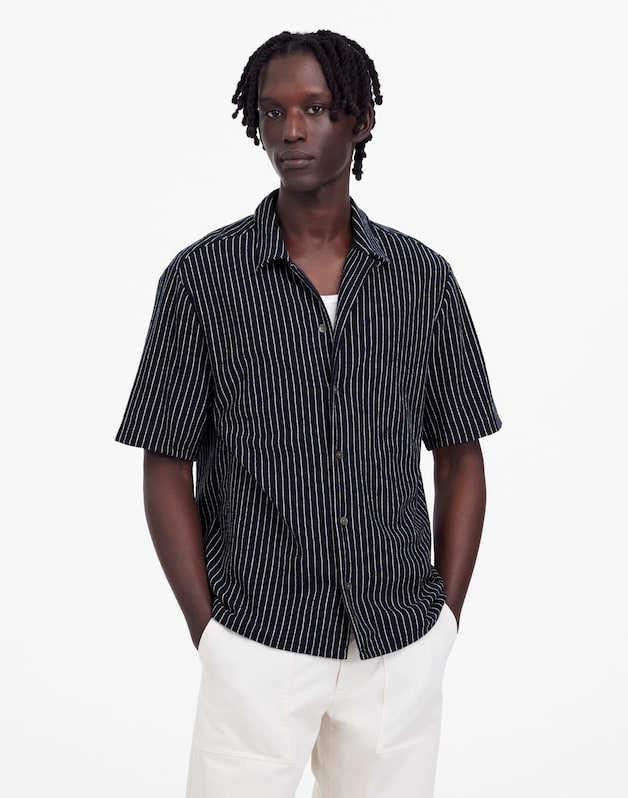Textured Camp Collar Shirt DEEP INDIGO