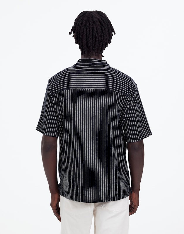 Textured Camp Collar Shirt DEEP INDIGO