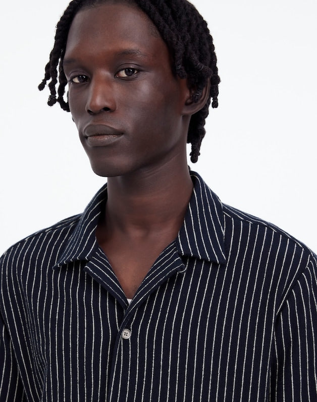 Textured Camp Collar Shirt DEEP INDIGO