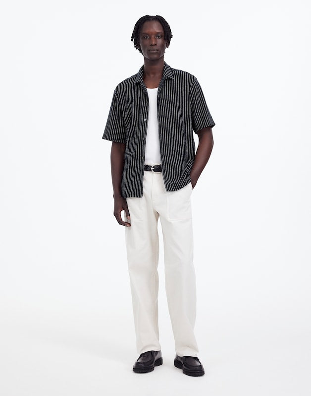 Textured Camp Collar Shirt DEEP INDIGO