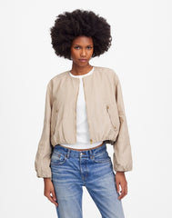 Bubble-Sleeve Bomber Jacket KHAKI