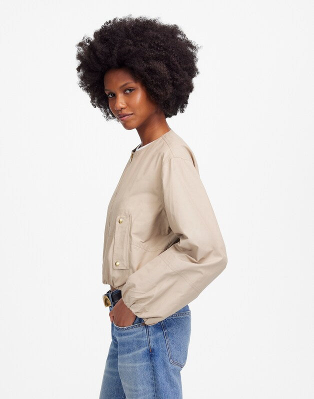 Bubble-Sleeve Bomber Jacket KHAKI